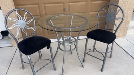 Glass Top Bistro Table and 2 Chairs Set