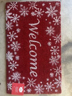 New Holiday Time Snowflake Coir Fiber Doormat and