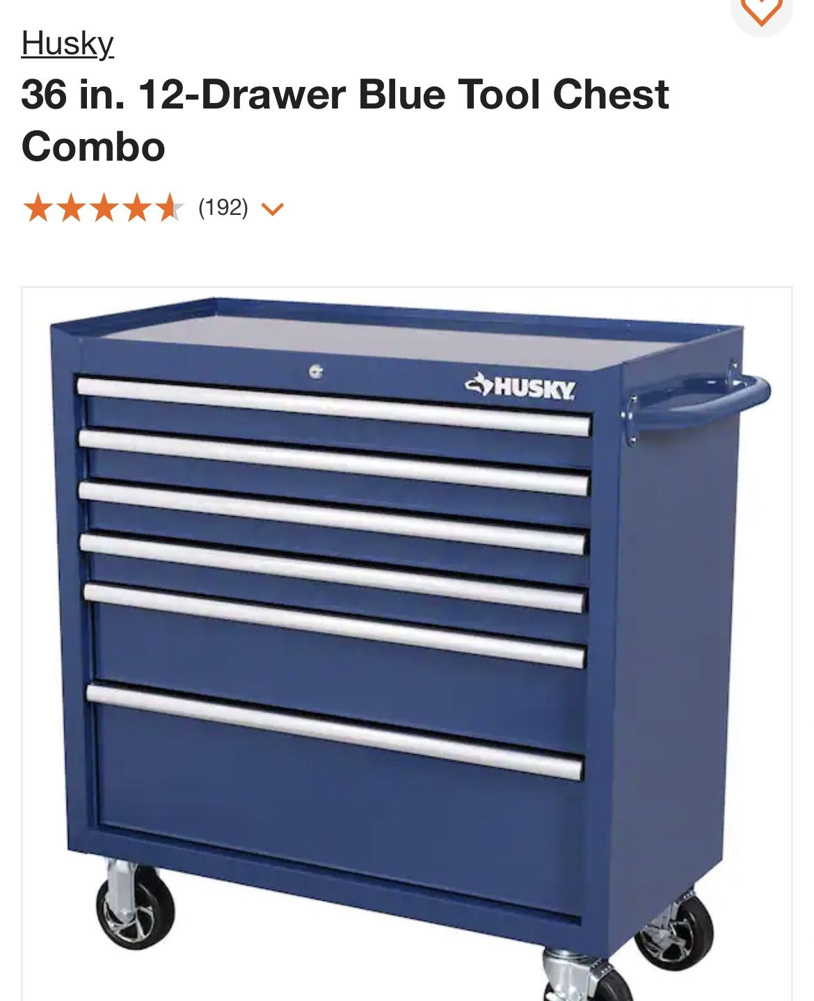 Husky 36 in. 12-Drawer Blue Tool Chest Combo