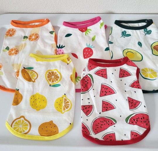 5 PCS DOG PUPPY CAT PET VEST CLOTHES APPAREL FRUITS BUNDLE SET
