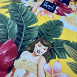 Retro Hawaiian pinup girl large yellow canvas nylon tote shoulder bag