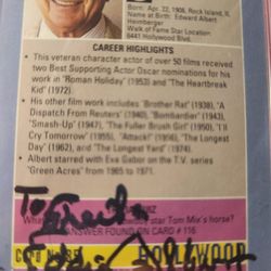 Eddie Albert Authentic  Autographed Signed inscribed on the back  Hollywood Walk Of Fame Card UCG 9/7