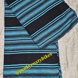 New Blue Black 5x7 Serape Sarape Zarape Mexican Blanket 