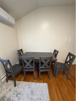 MOVING SALE! - Gray Dining Table w/ 6 Chairs