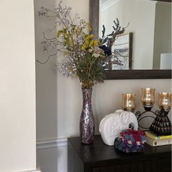 Purple Glass Vase With Flowers 
