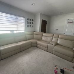 Leather Sectional Recliner Couch 