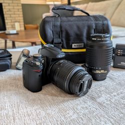 Nikon D5000 DSLR Camera w/ 2 Lenses, Flash