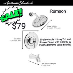 Exclusive

Rumson Single-Handle 1-Spray Tub and Shower Faucet with 1.8 GPM in Polished Chrome Valve Included

by

American Standard

