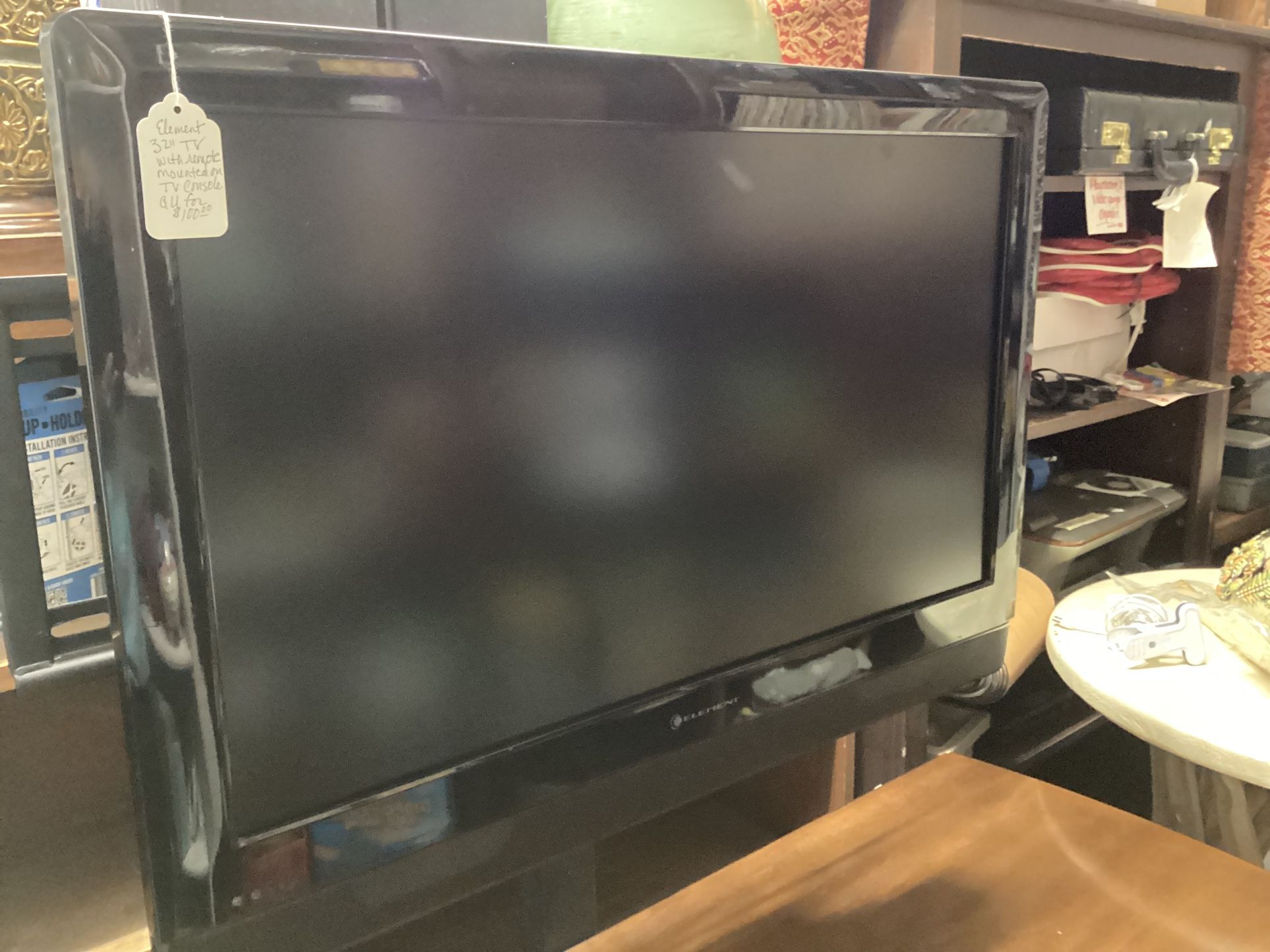 Element 32” HDTV With Remote Mounted On Tv Console