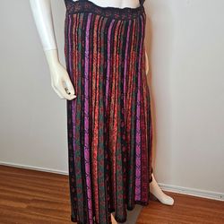 NWOT Cecilia Prado Floral Stripe Maxi Skirt Multi Color Made In Brazil Size P/S