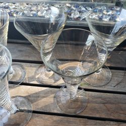 MCM Vintage Martini Glasses Swirled Bubble Stem, 8 Vintage Crystal  Heavy Glasses