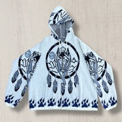 Vintage Tejidos Ruminahui wolf dream catcher hooded jacket 