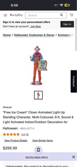 Neon “free ice cream”clown animatronic