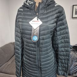 32 Heat Degreez Womes Long Puff Jacket With Hoodie Size 2xl 