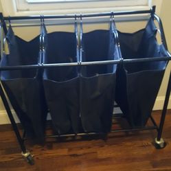 Laundry 4 bag sorter cart on wheels $25
