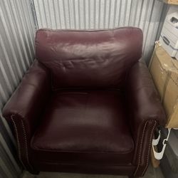 Red leather Love Seat 