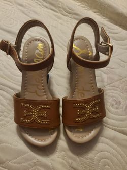 Sam Edelman Girls' Tan Cork Wedge Sandals with Gold Accent