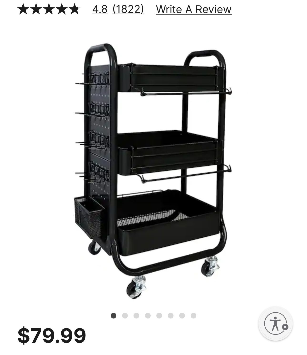 Pegboard Rolling Cart For Crafts