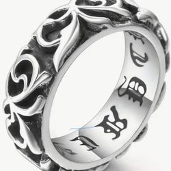 1pc Chrome Hearta Style 1/4” Stainless Steel Ring, Gift For Men And Women