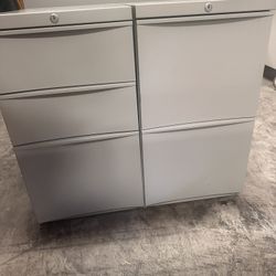 Steel 3-Drawer Filing Cabinets – Matching Pair Available