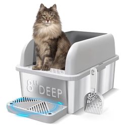 Stainless Steel Cat Litter Box with Lid *𝗡𝗘𝗪*