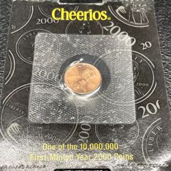 Cheerios First-Minted Year 2000 Lincoln Memorial Cent Penny Sealed W/COA
