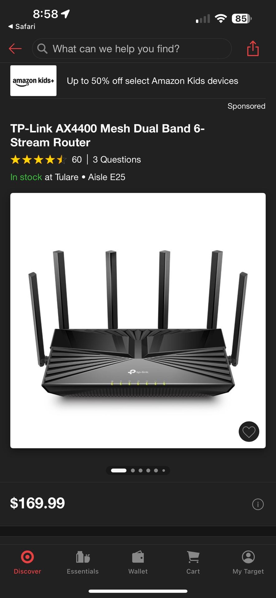 TP-Link AX4400 Mesh Dual Band 6 Stream Router