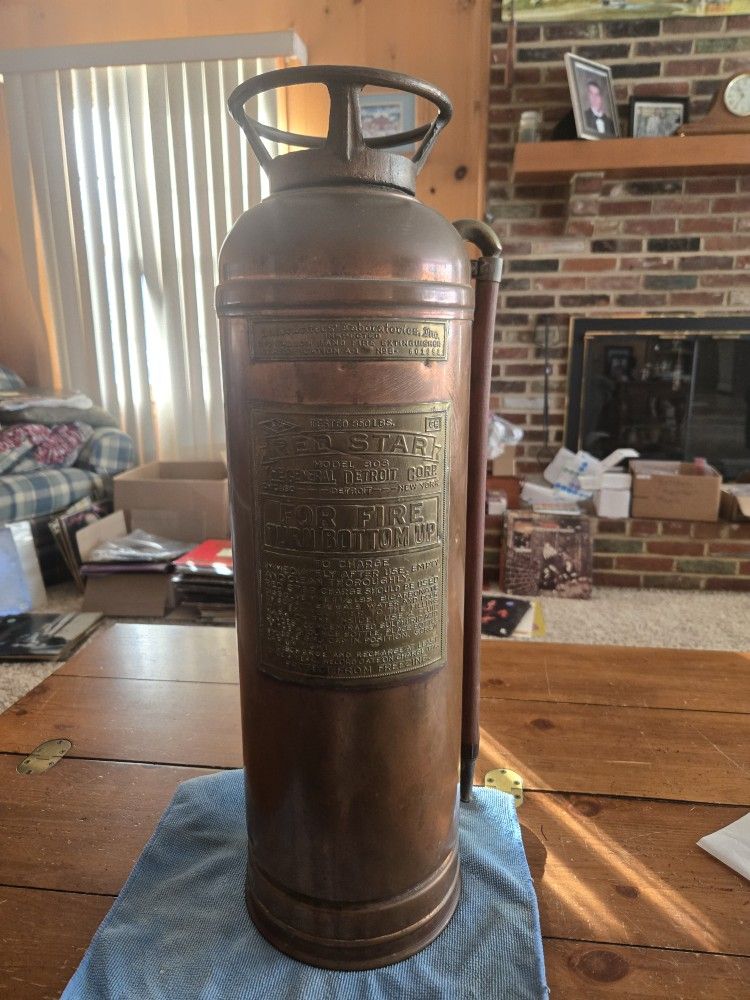 Antique Copper And Brass Fire Extinguisher