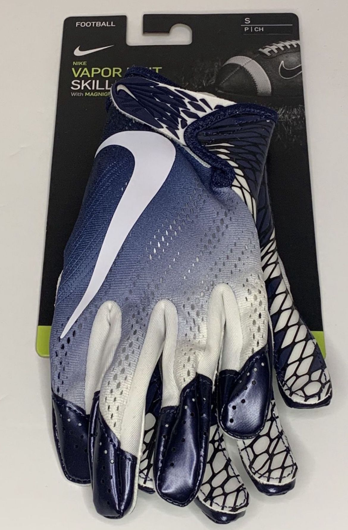 Nike Vapor Knit Skill Magnigrip Football Gloves Blue/White New Sz Small