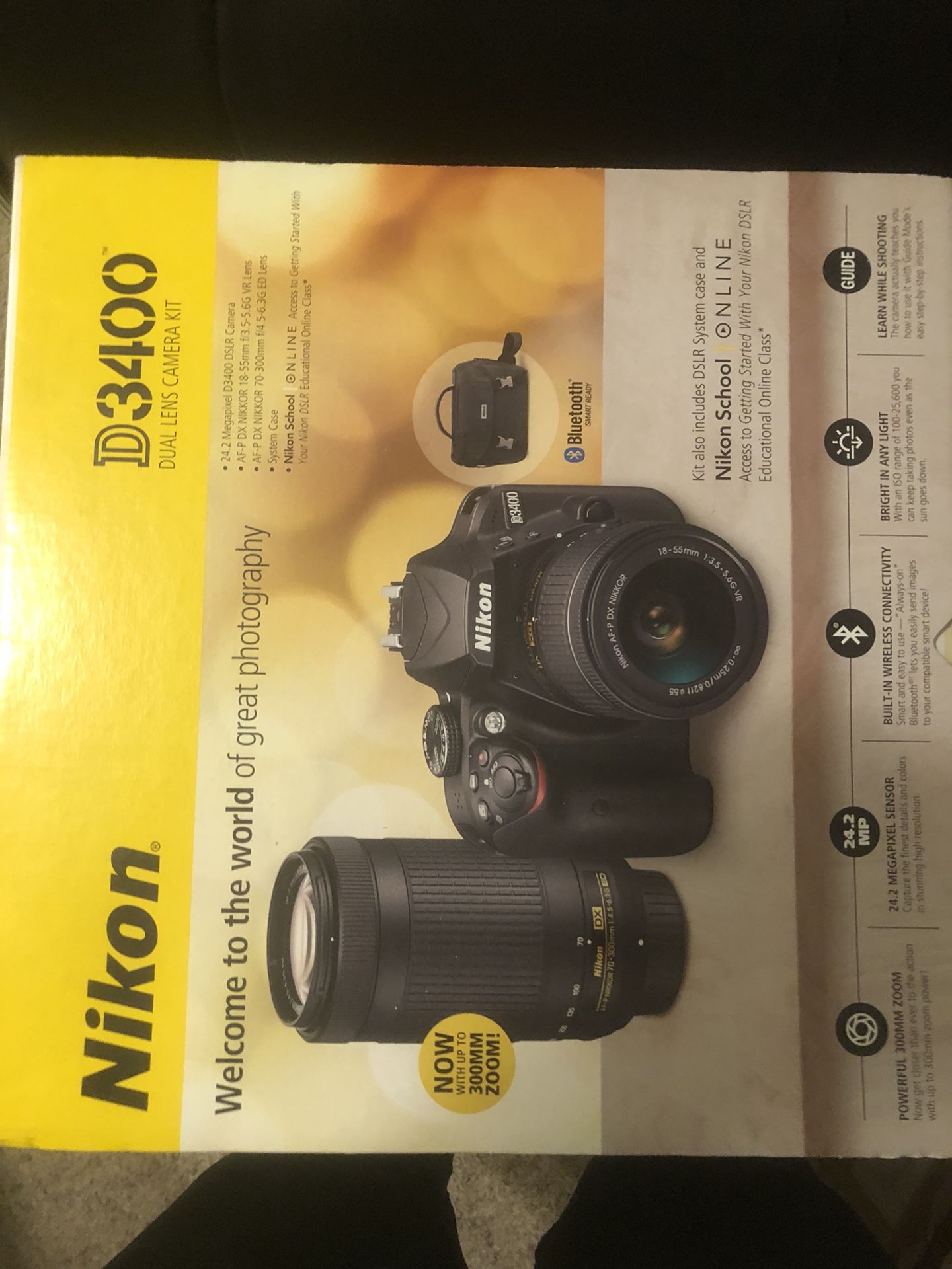 Nikon D3400 Camera Kit W/Free 64GB Memory Card and Bag