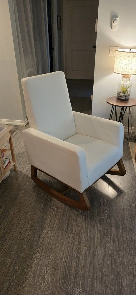 Simple White Rocking Chair