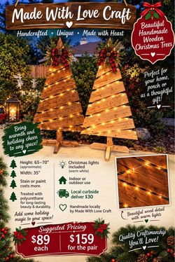 Handmade Wooden Christmas Tree with Lights