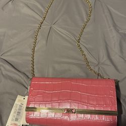 Michael Kors Mona Large Clutch Shoulder Bag Purse Camila Rose Pink Gold