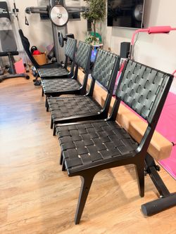 Woven and Wood Black Dining Chairs -Threshold