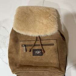 < UGG Suede Leather Mini Backpack Tan