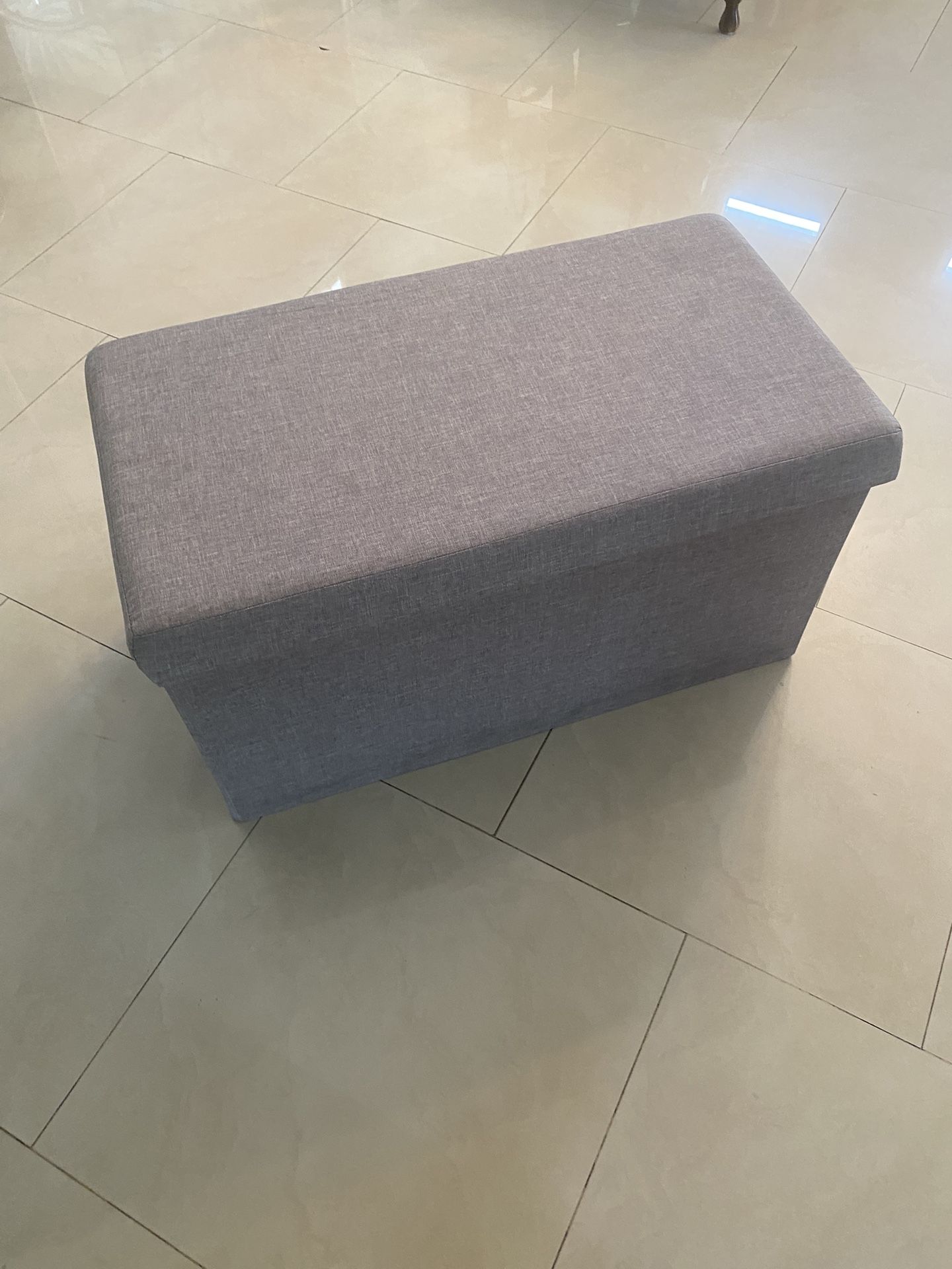 Gray Storage Ottoman Bench 