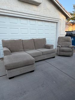 Ashley Furniture Sectional Couch and Recliner/Rocker Chair