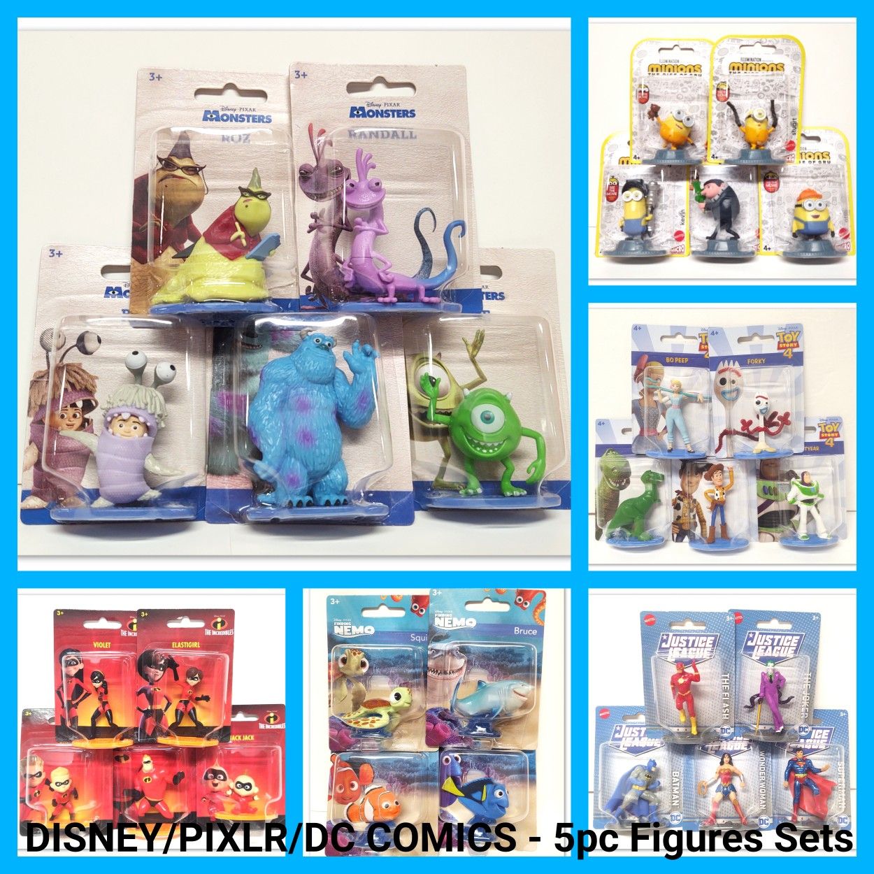 DISNEY / PIXLR / DC COMICS - 5pc Figures Sets