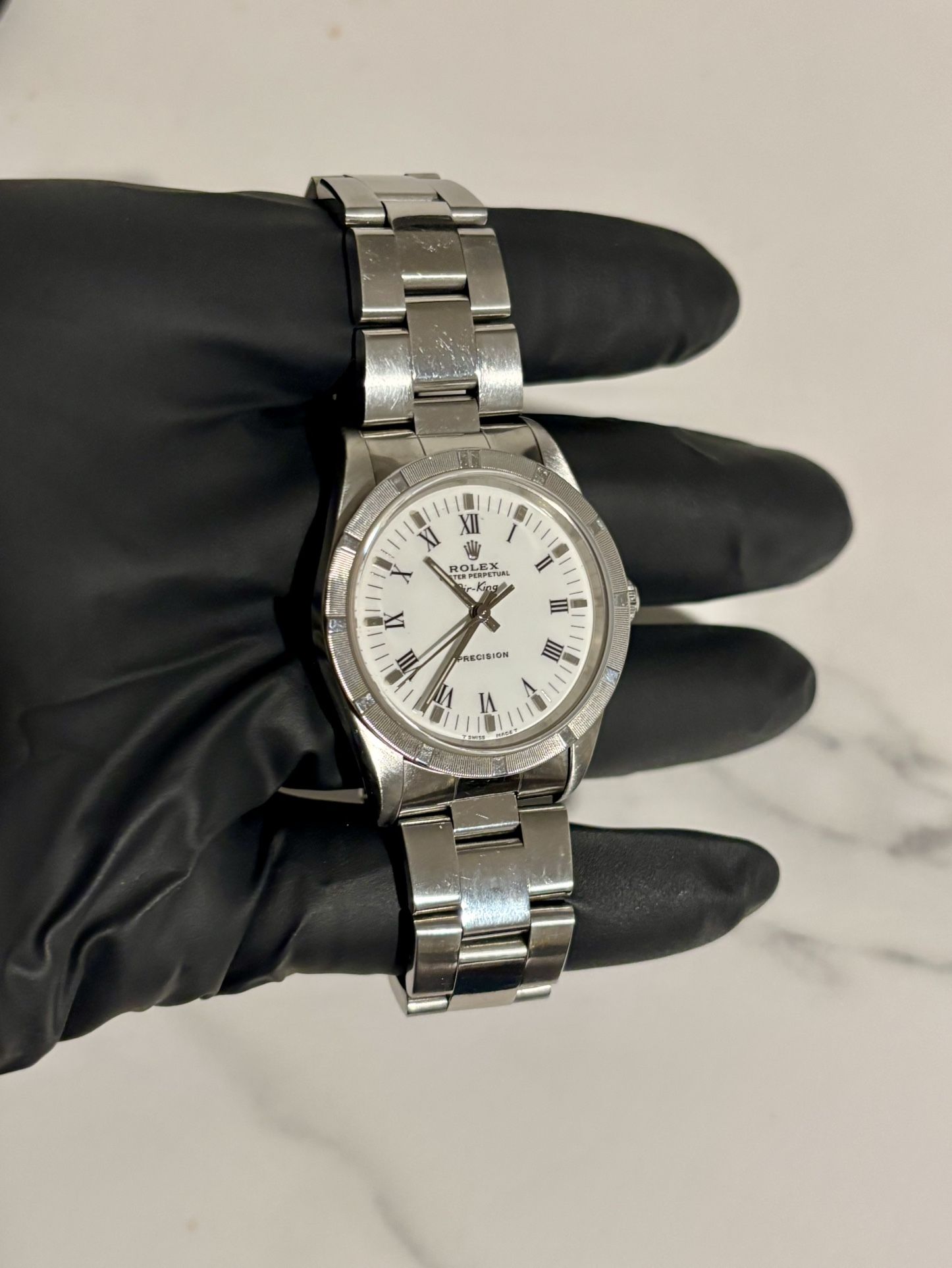 Rolex Air-King 14010 Silver Oyster Bracelet with Silver Bezel