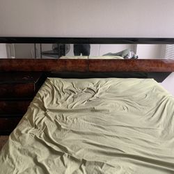 Mirror Headboard With Matching Nightstand