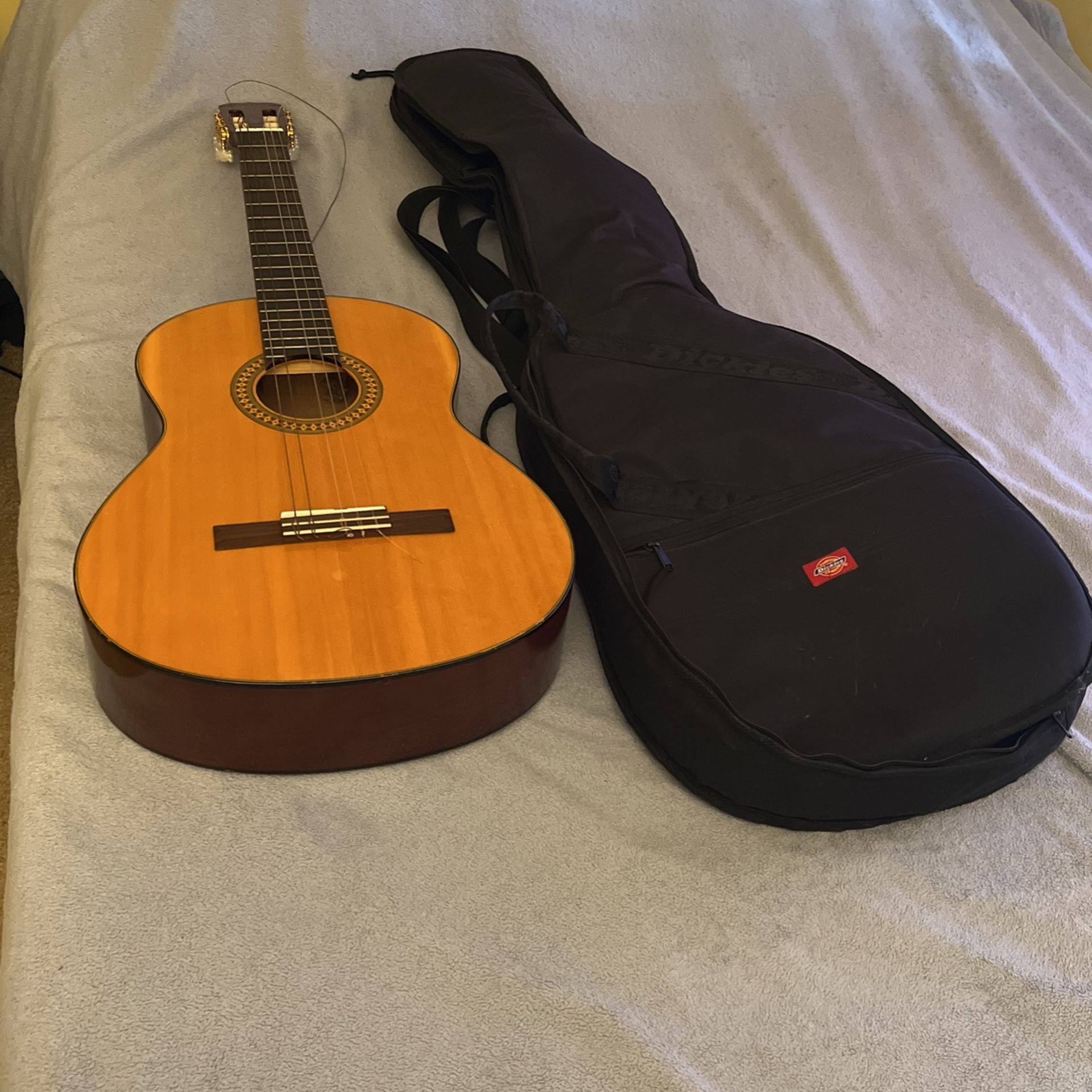 Spanish Guitar And Guitar Case ( Missing Middle String) 