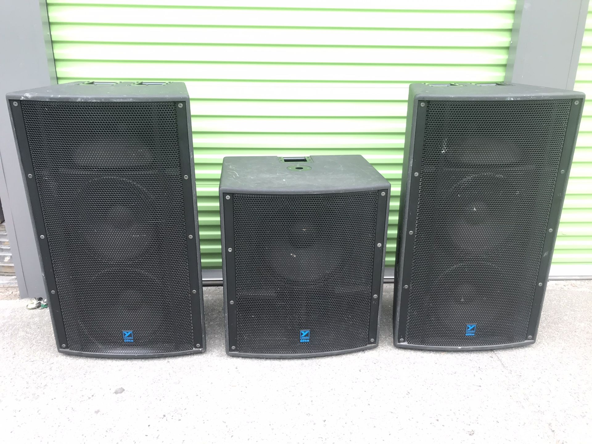 3 Yorkville Elite (2) Dual 15” E2152 1500w, 15” LS808B 800w Loud Speakers