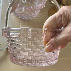2-beautiful Pink Glass Baskets These Are Collectible And Unique