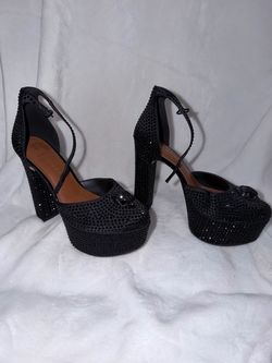 Black crystal heels