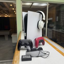 Ps5 With 2 Controllers And Headset