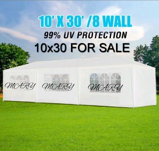 10x30 Outdoor Canopy Tent with 8 Removable Sidewalls, Waterproof Party Tent Gazebo, Outdoor Canopy for Parties, Weddings & Gatherings, White