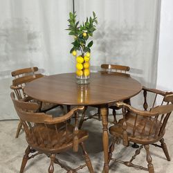 Drop Leaf Kitchen Dining Table & 4 Tavern Style Chairs SOLID WOOD