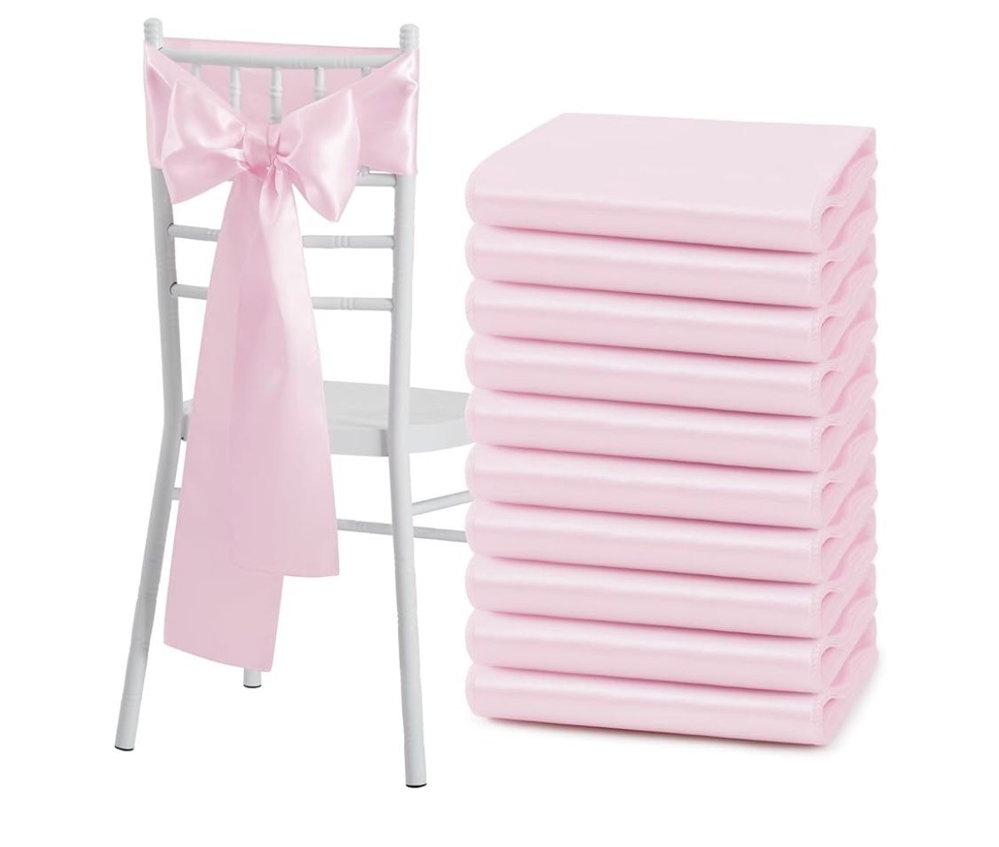 100pce Pink Satin Chair Sashes Bow Party Decoration Birthday Wedding