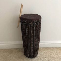 Handmade African Drum with Sticks 🪘🎶