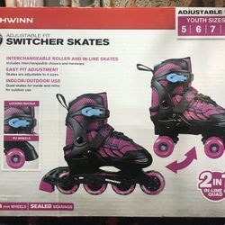 Schwinn adjustable fit two and one switcher rollers/blades youth sizes 5678